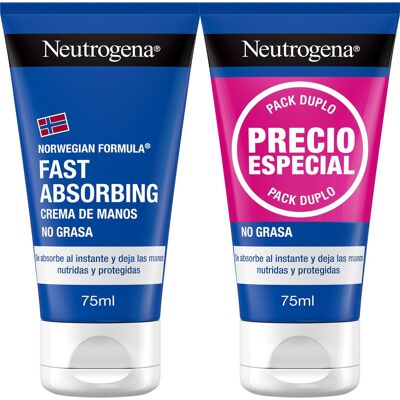 Crema de manos rápida absorción Neutrogena pack 2 unidades 75 ml Crema de manos rápida absorción Neutrogena pack 2 unidades 75 ml