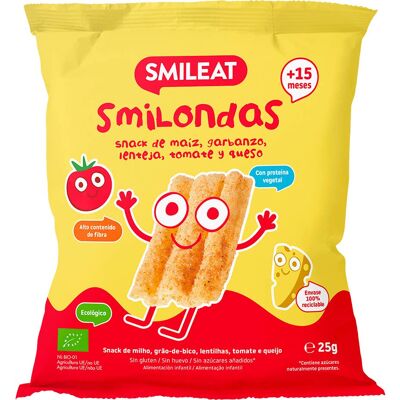 Snack orgánico de maíz, tomate y queso Smileat Smilondas - 25g Snack orgánico de maíz, tomate y queso Smileat Smilondas - 25g