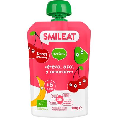 Smileat Pouch Orgánico Cereza, Açai y Amaranto - Alimentación Infantil Smileat Pouch Orgánico Cereza, Açai y Amaranto - Alimentación Infantil