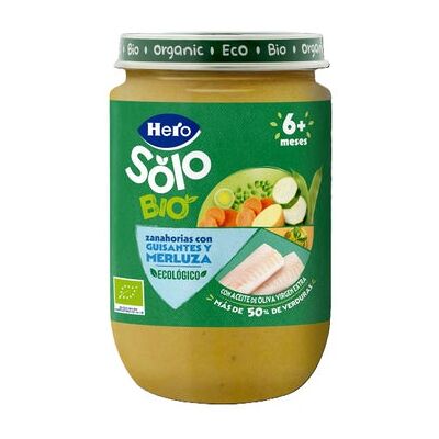 Hero Solo Bio Zanahorias con Guisantes y Merluza +6M 190 g Hero Solo Bio Zanahorias con Guisantes y Merluza +6M 190 g
