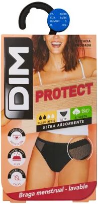 DIM Protect Braga Menstrual Encaje Flujo Medio Negra T-M 1ud