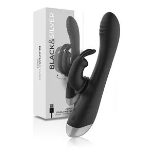 BLACK&SILVER Adam Stimulating Vibe Rabbit Silicone Black 1ud