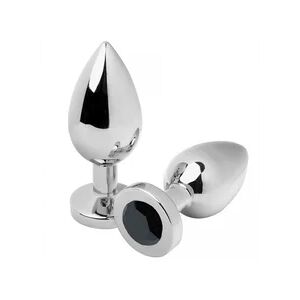 Metal Hard Anal Plug Diamond Negro Medium 7,62cm 1ud