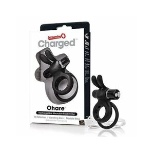 Screaming O Double Rechargeable Ring With Rabbit O Hare Black 1ud