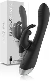 BLACK&SILVER Adam Stimulating Vibe Rabbit Silicone Black 1ud