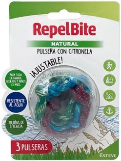 REPEL BITE Natural Pulsera con Citronela Ajustable 3uds