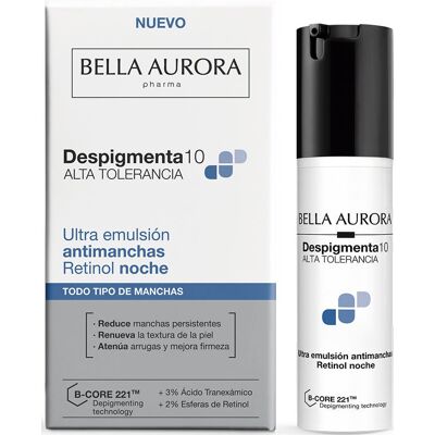 Bella Aurora Despigmenta10 Ultra Emulsión Antimanchas Retinol Noche 30 ml Bella Aurora Despigmenta10 Ultra Emulsión Antimanchas Retinol Noche 30 ml