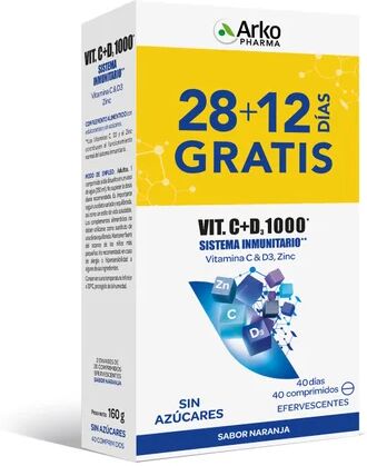 Arkopharma Vitamina C + D3 1000mg + Zinc Efervescente 2x20comp