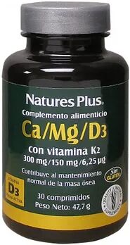 NaturesPlus Comprimidos Ca/Mg /D3 y Vitamina K2 30comp