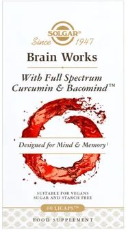 Solgar Brain Works con Full Spectrum Cúrcuma y BacoMind Licaps 60vcaps