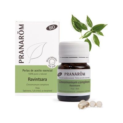 Cápsulas de Aceite de Ravintsara Orgánico Pranarom - Apoya la Respiración y las Defensas Cápsulas de Aceite de Ravintsara Orgánico Pranarom - Apoya la Respiración y las Defensas