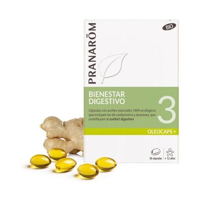 Pranarom Oleocaps 3 Apoyo Digestivo Orgánico - 30 Cápsulas Pranarom Oleocaps 3 Apoyo Digestivo Orgánico - 30 Cápsulas