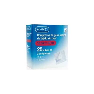 Alvita - Gasa Esteril Sin Tejido - 10x10 cm - 25 packs - gauze pads Alvita - Gasa Esteril Sin Tejido - 10x10 cm - 25 packs - gauze pads