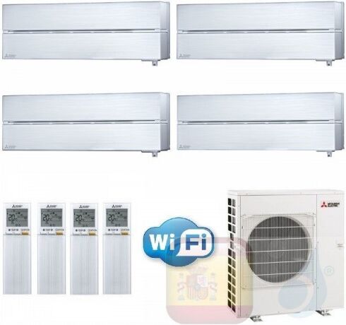 Mitsubishi Aire Acondicionado Cuatro Split 9+9+9+9 Btu Kirigamine Style Blanco Perla Msz-Ln-Vg2v 2020 Wifi + Mxz-4f80vf