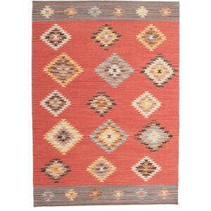 RugVista Kilim Denizli Alfombra - Rojo coral 140x200