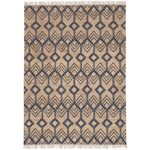 RugVista Trinni Jute Alfombra - Beige / Azul 140x200