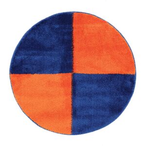 RugVista Sandro Block alfombrilla de baño - Azul / Naranja  Ø 75