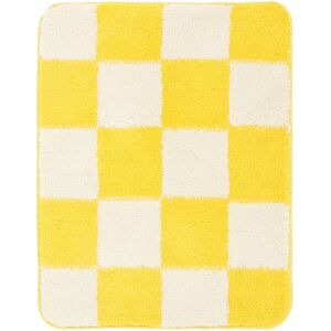 RugVista Luca Chess alfombrilla de baño - Amarillo / Blanco crudo 50x67