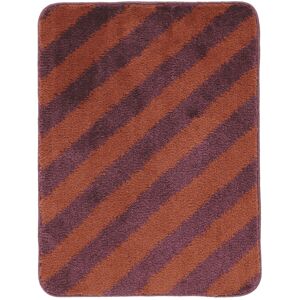 RugVista Bianca Stripe alfombrilla de baño - Púrpura oscuro / Terracota 50x67