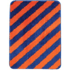 RugVista Bianca Stripe alfombrilla de baño - Azul / Naranja 50x67