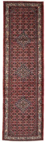 Anudada a mano . Origen: Persia / Iran 85X290 Alfombra Oriental Hosseinabad Alfombra Alfombra De Pasillo Rojo Oscuro/Negro (Lana, Persia/Irán)