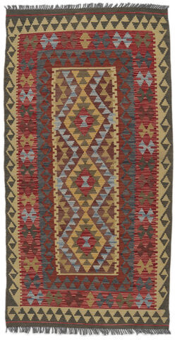 Anudada a mano . Origen: Afghanistan Alfombra Oriental Kilim Afghan Old Style Alfombra 107X206 Rojo Oscuro/Negro (Lana, Afganistán)