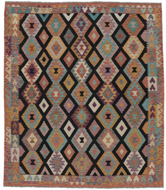 Anudada a mano . Origen: Afghanistan 250X292 Alfombra Oriental Kilim Afghan Old Style Alfombra Marrón/Negro Grande (Lana, Afganistán)