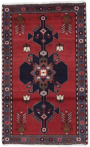 Anudada a mano . Origen: Persia / Iran Alfombra Persa Hamadan Alfombra 78X130 Rojo Oscuro/Negro (Lana, Persia/Irán)