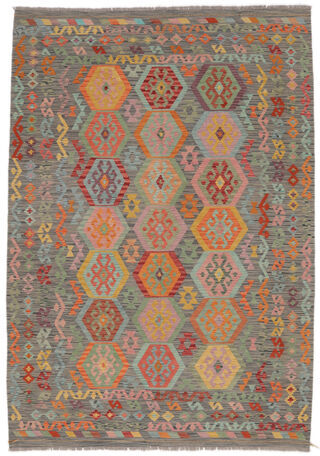 Anudada a mano . Origen: Afghanistan Alfombra Oriental Kilim Afghan Old Style Alfombra 207X296 Marrón/Amarillo Oscuro (Lana, Afganistán)