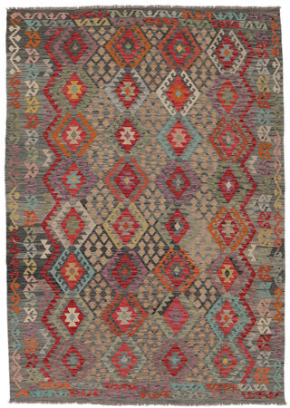 Anudada a mano . Origen: Afghanistan Alfombra Oriental Kilim Afghan Old Style Alfombra 209X297 Marrón/Rojo Oscuro (Lana, Afganistán)