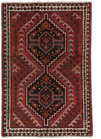 Anudada a mano . Origen: Persia / Iran Alfombra Shiraz Alfombra 83X124 Negro/Rojo Oscuro (Lana, Persia/Irán)