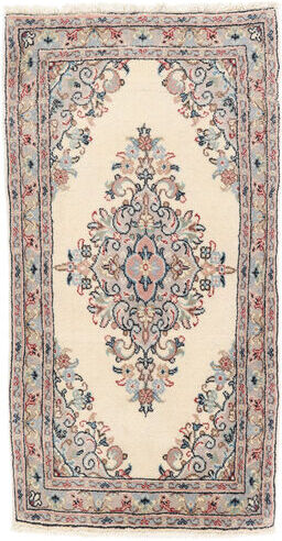 Anudada a mano . Origen: Persia / Iran 60X112 Alfombra Oriental Keshan Fine Alfombra Beige/Marrón (Lana, Persia/Irán)