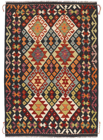 Anudada a mano . Origen: Afghanistan 139X187 Alfombra Kilim Afghan Old Style Alfombra Oriental Negro/Rojo Oscuro (Lana, Afganistán)