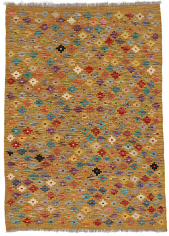 Anudada a mano . Origen: Afghanistan Alfombra Oriental Kilim Afghan Old Style Alfombra 100X147 Marrón/Rojo Oscuro (Lana, Afganistán)