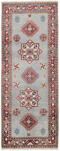 Anudada a mano . Origen: Afghanistan Alfombra Kazak Fine Alfombra 68X174 Alfombra De Pasillo Rojo Oscuro/Gris (Lana, Afganistán)