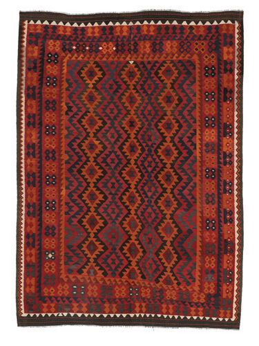 Anudada a mano . Origen: Afghanistan Kilim Maimane Alfombra 210X294 Alfombra De Lana Rojo Oscuro/Negro Alfombra