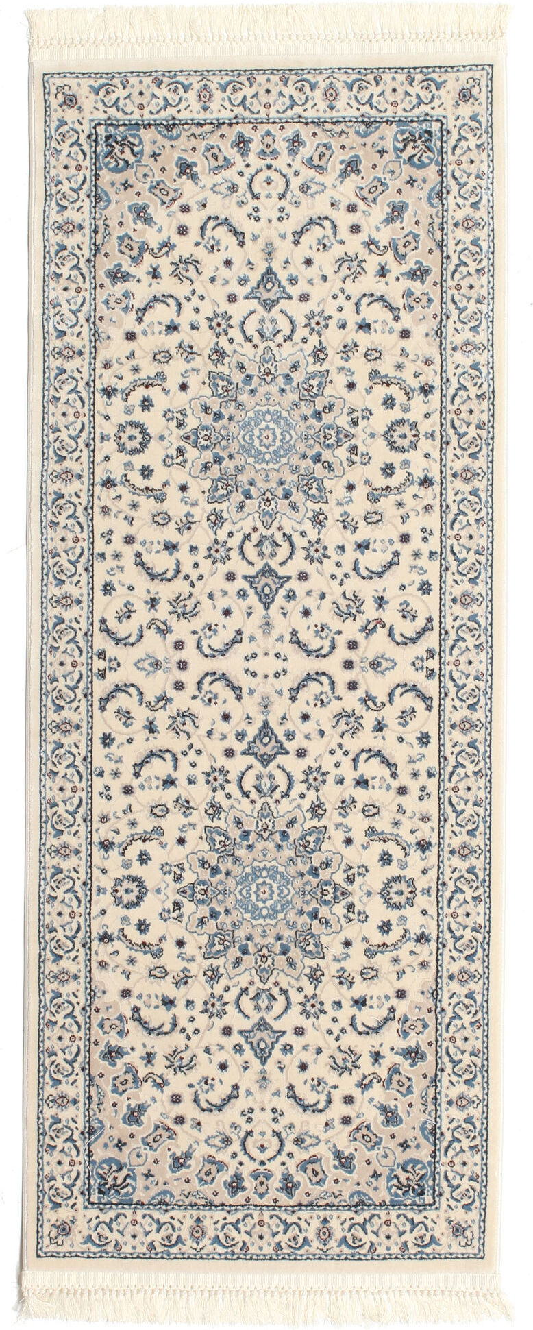 RugVista Nain Emilia Alfombra - Blanco crema / Azul claro 80x200