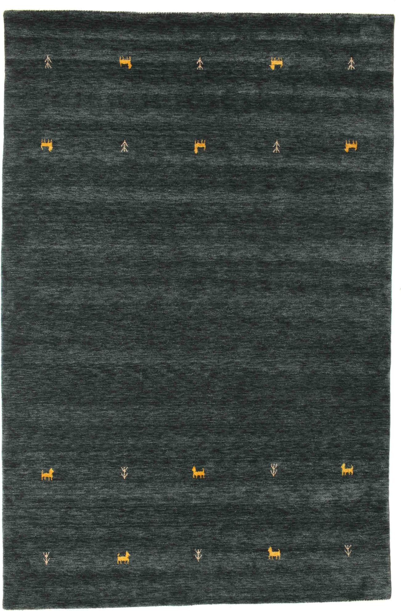 RugVista Gabbeh loom Two Lines Alfombra - Gris Oscuro / Verde 190x290