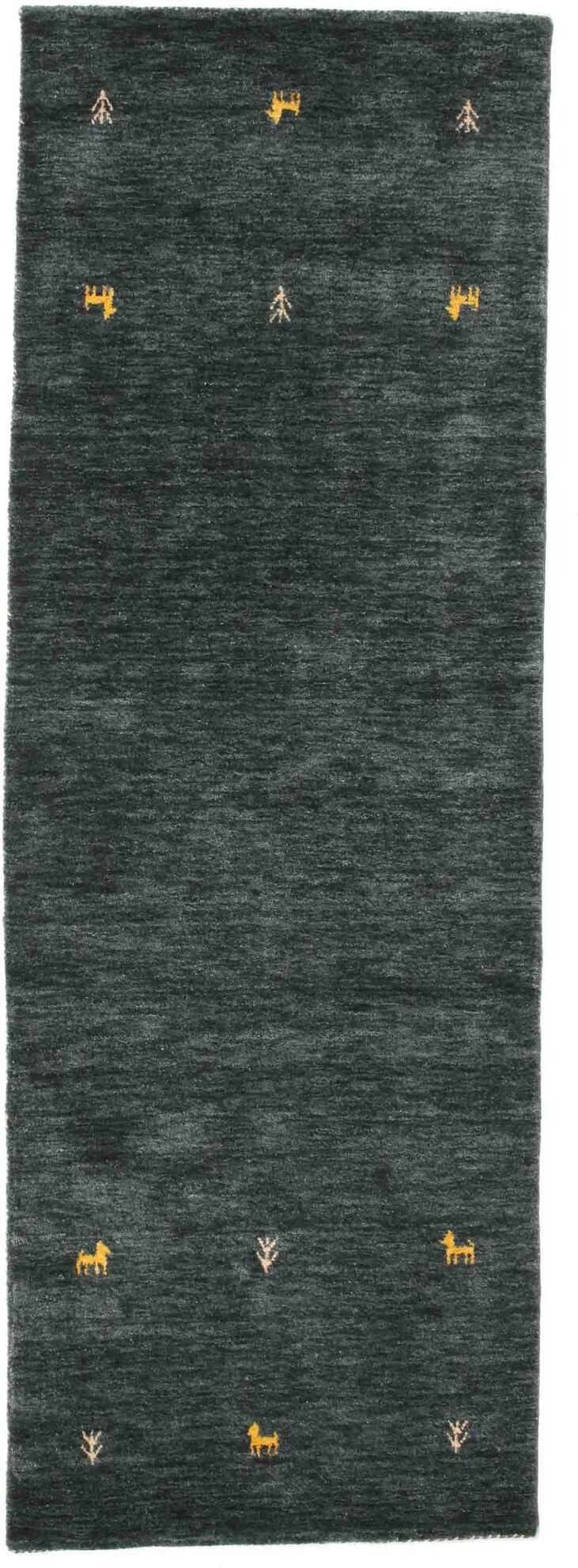 RugVista Gabbeh loom Two Lines Alfombra - Gris Oscuro / Verde 80x250