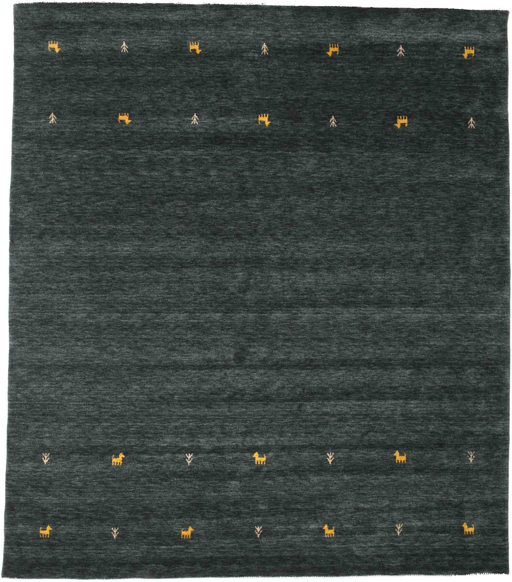 RugVista Gabbeh loom Two Lines Alfombra - Gris Oscuro / Verde 240x290