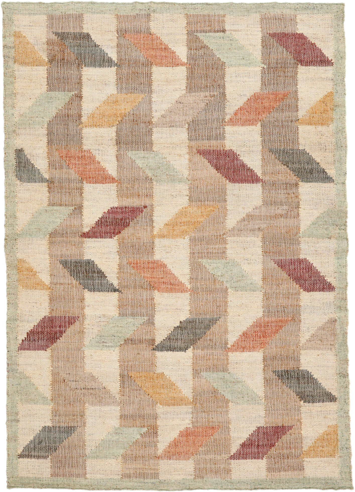 RugVista Flakes Jute Alfombra - Beige / Multicolor 140x200