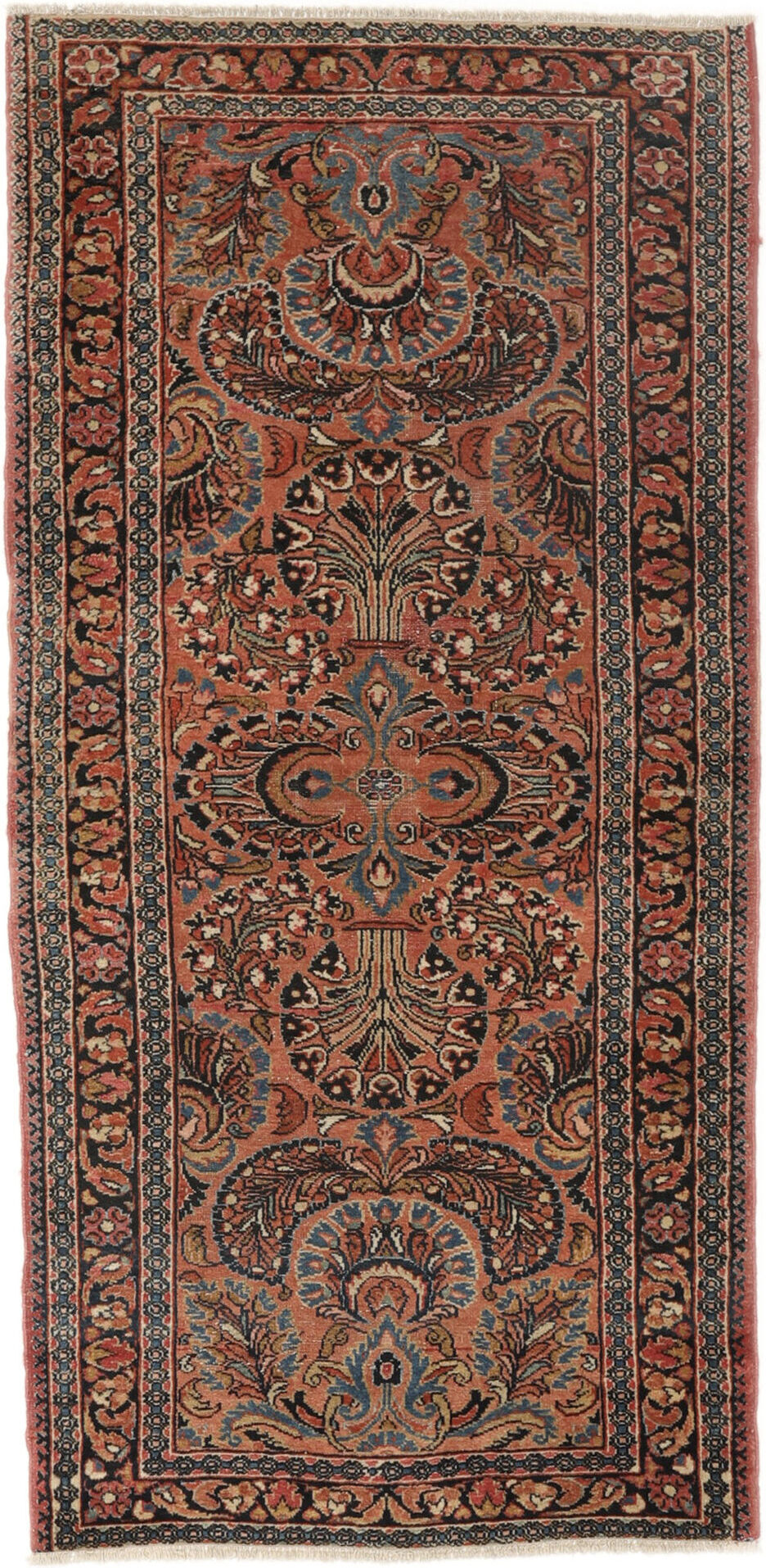 Anudada a mano . Origen: Persia / Iran Lillian ca. 1900 Alfombra 100x200