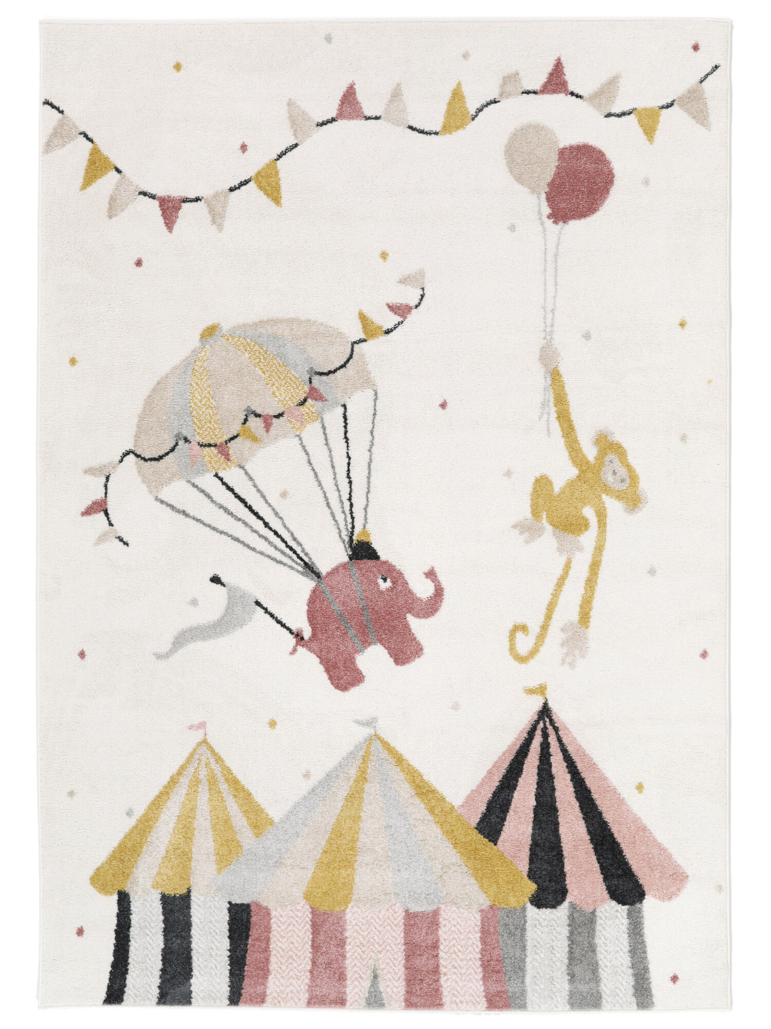 RugVista Monkey Circus Alfombra - Rosa / Blanco crudo 140x200