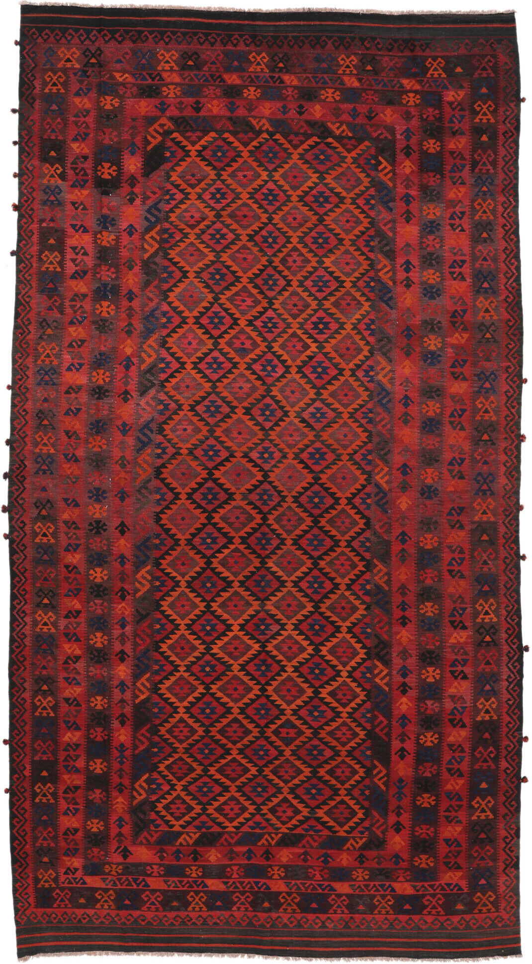 Anudada a mano . Origen: Afghanistan Kilim Maimane Alfombra 265x486