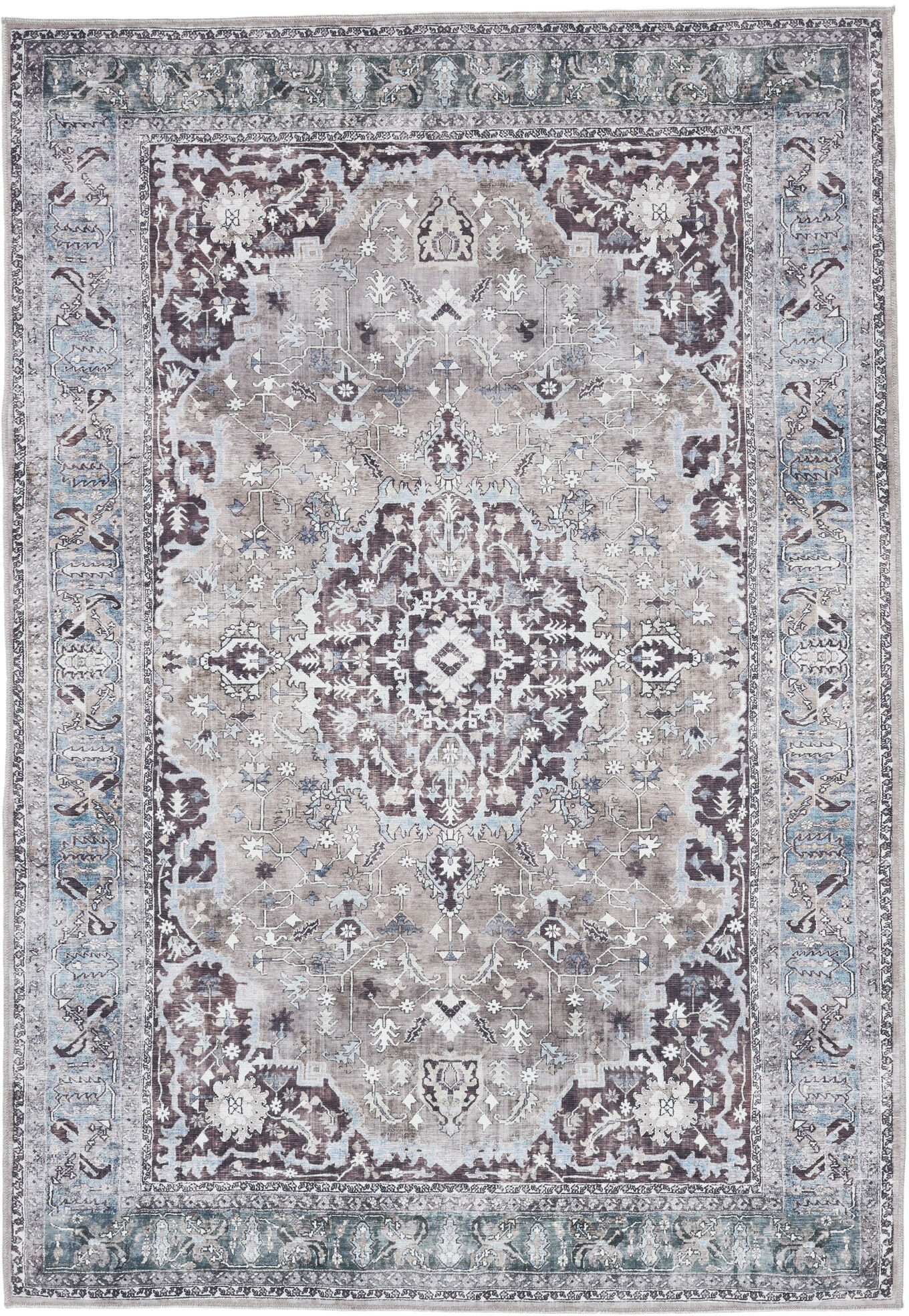 RugVista Gina Oriental Alfombra - Gris / Beige 120x180