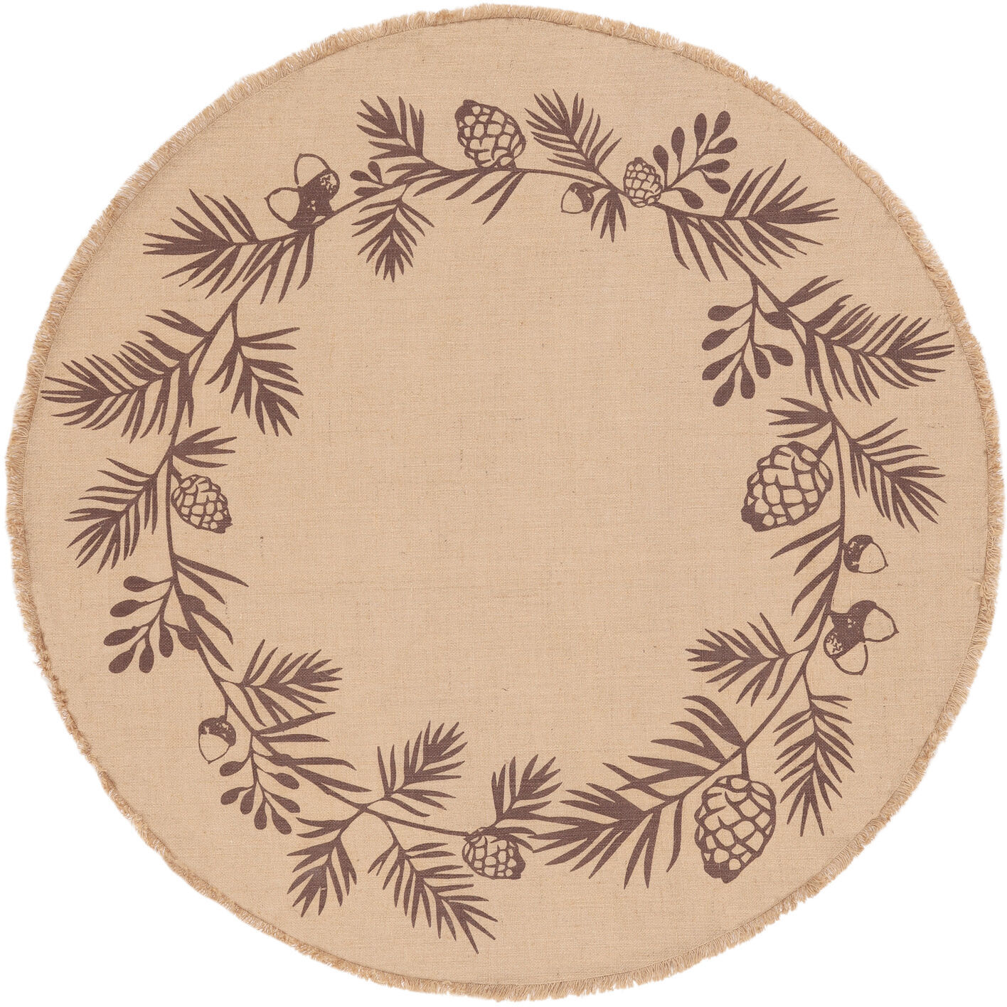 RugVista Pine Garland Alfombra - Beige / Marrón  Ø 120