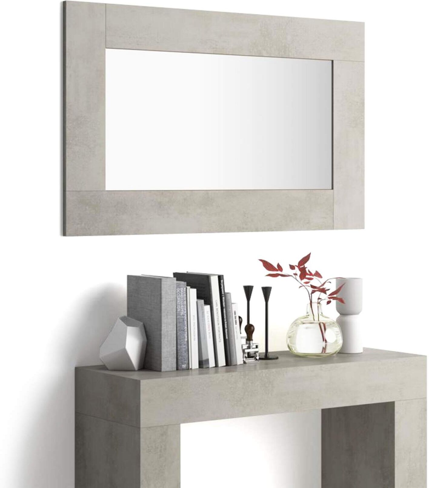 Mobili Fiver Espejo de pared rectangular Evolution, 118 x 73 cm, color Cemento gris