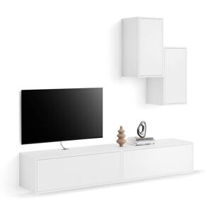 Mobili Fiver Composición de pared Iacopo para salón 4, color fresno blanco, 208x42x185 cm