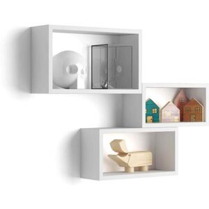 Mobili Fiver Set de 3 estantes de pared rectangulares Giuditta, color Blanco mate