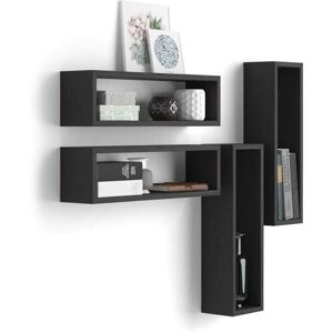 Mobili Fiver Set de 4 estantes en forma de cubo Iacopo, color Madera negra